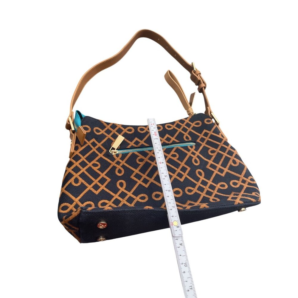 Spartina 449 Womens Brown Black Linen Leather Shoulder Handbag KU 8930 - Picture 11 of 16